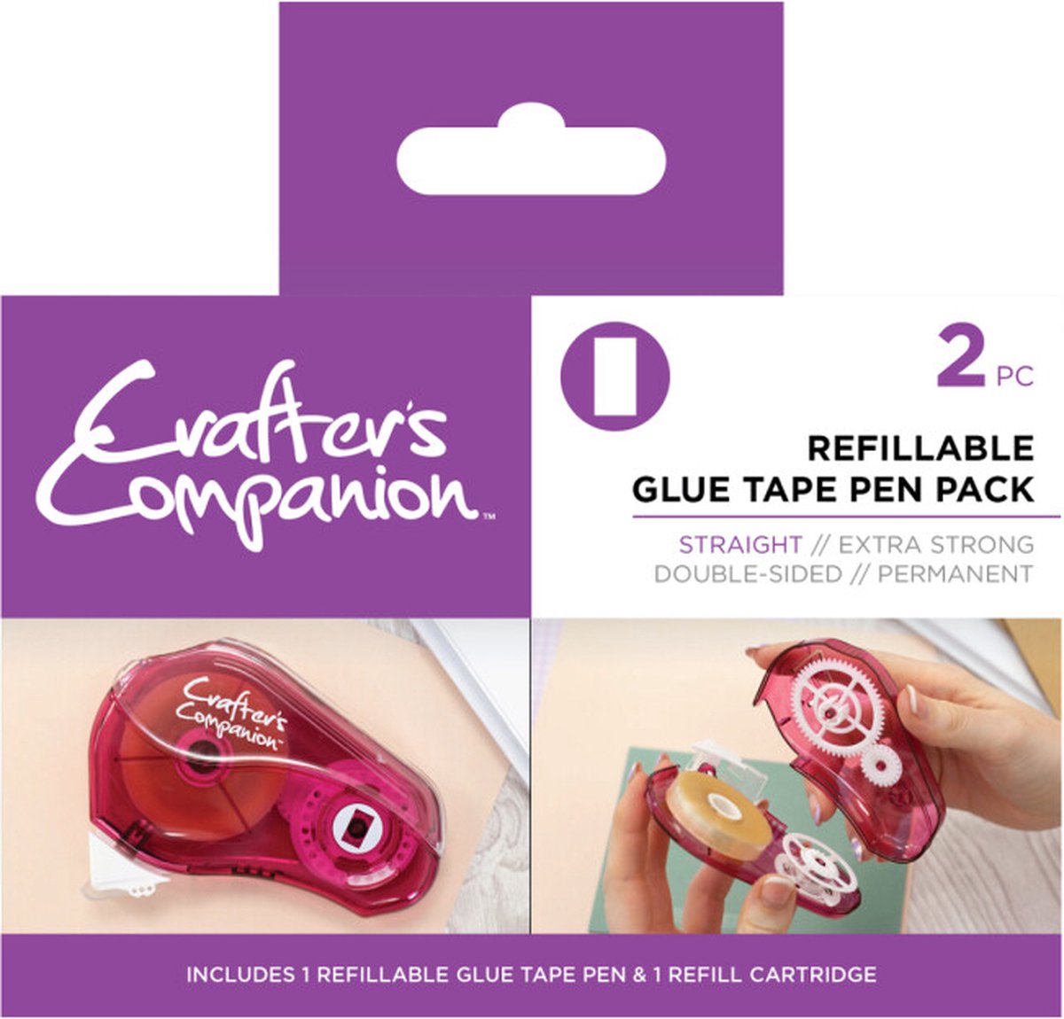 Crafters Companion - Glue Tape Pen & Refill - Straight 2st.